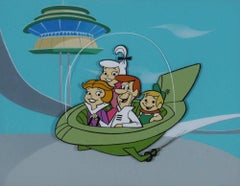 Vintage The Jetsons - George/Jane/Judy/Elroy Original Cartoon Animation Cel & Background