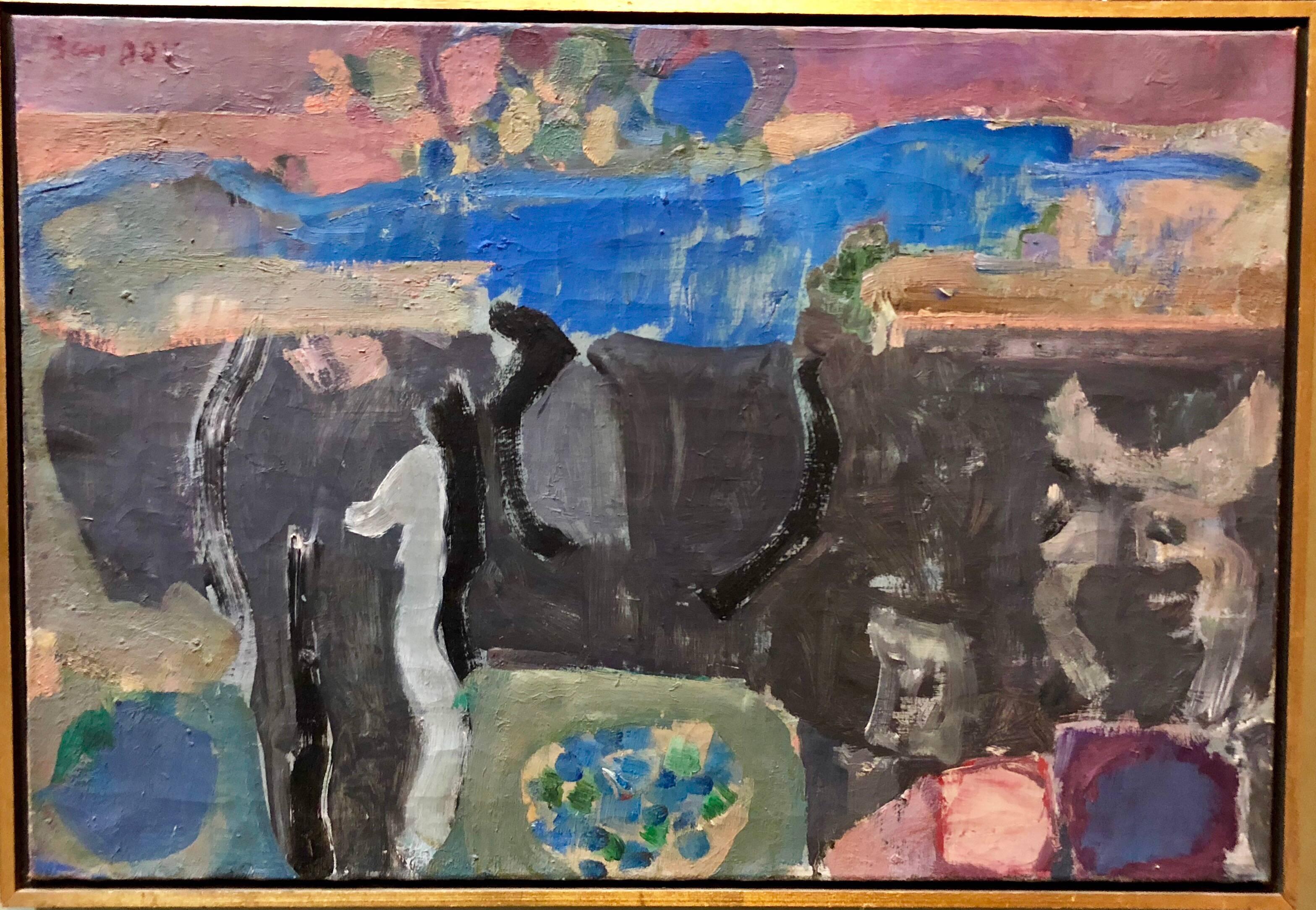 Lyrical Abstract Israeli Expressionist Oil Painting