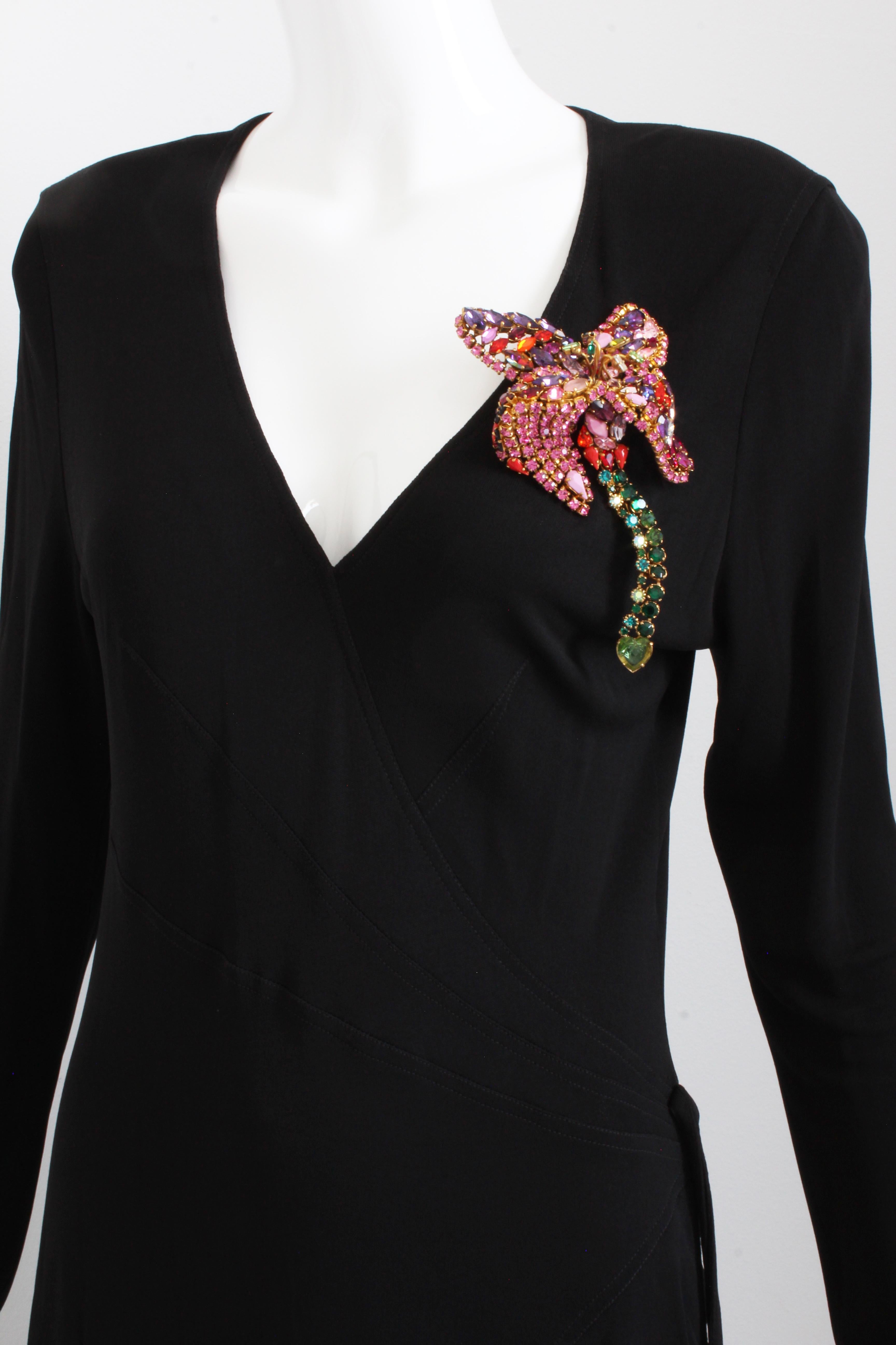 Modern Hanna Bernhard Floral Brooch Massive Pendant Embellished Statement Haute Couture For Sale