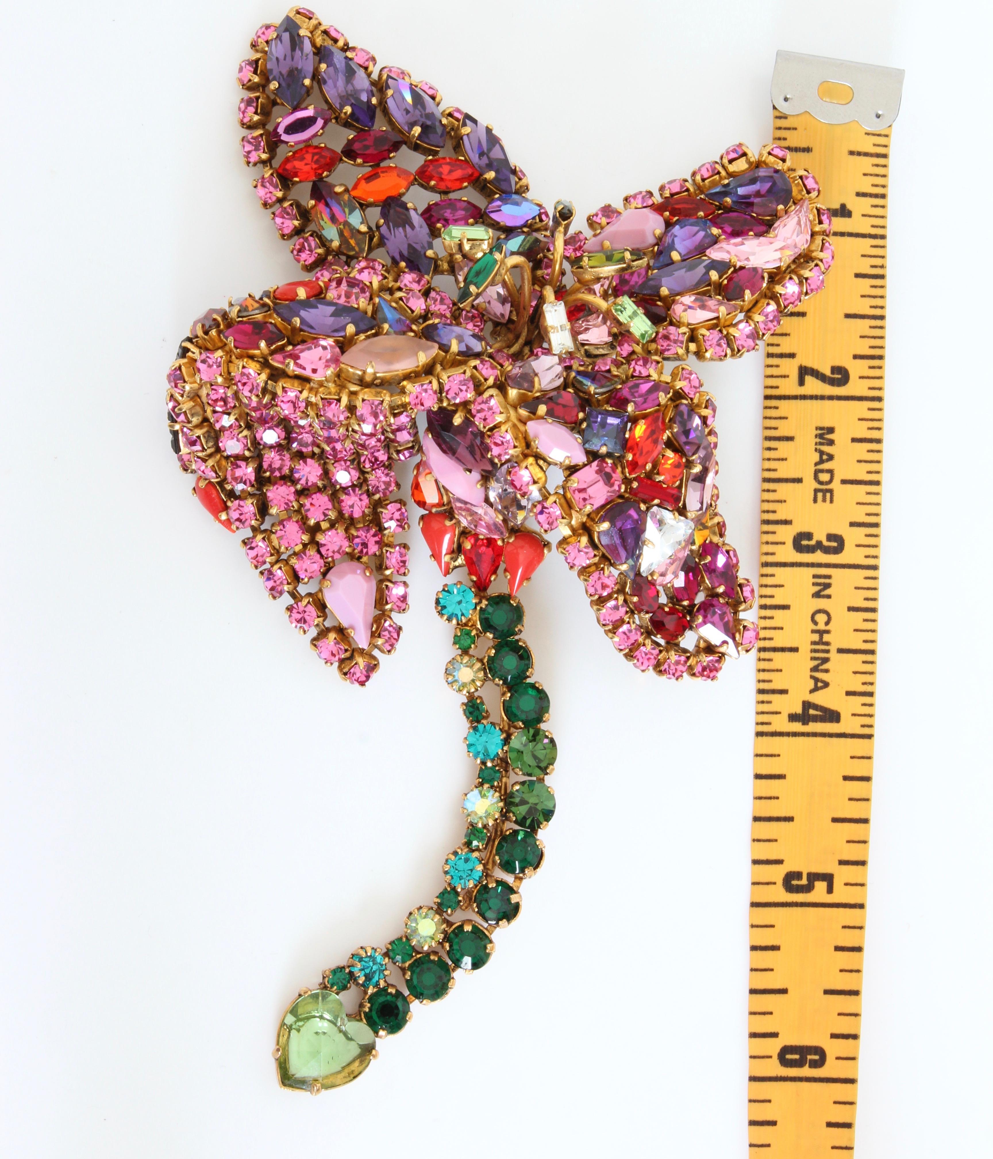 Women's Hanna Bernhard Floral Brooch Massive Pendant Embellished Statement Haute Couture For Sale