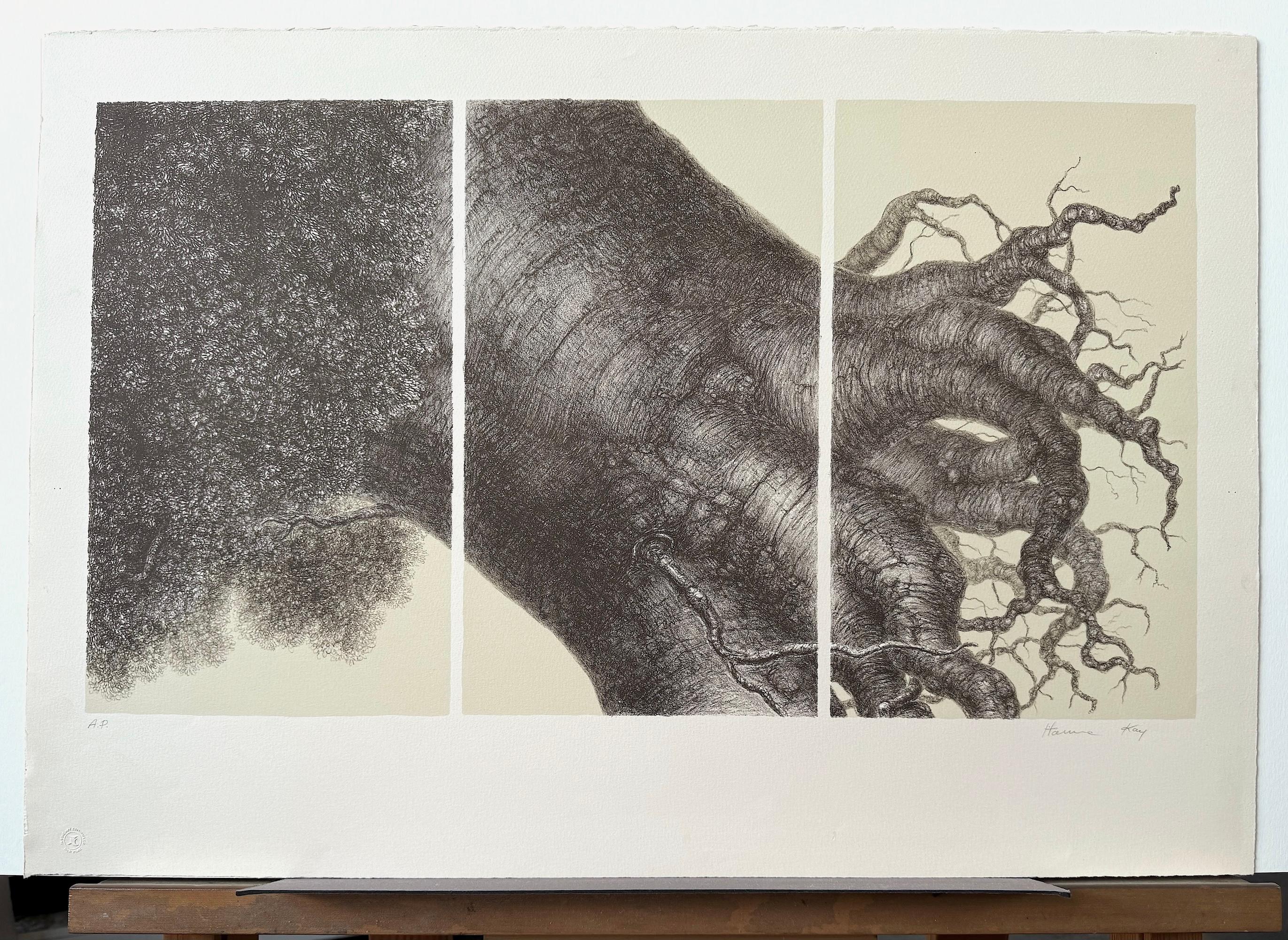 MIGHTY TREE II Signed Original Lithograph Hyper-detailed Drawing Surreal Tree For Sale 1