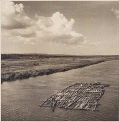Colombie, rivière, canal, photographie en noir et blanc, années 1960, 24,6 x 24,4 cm