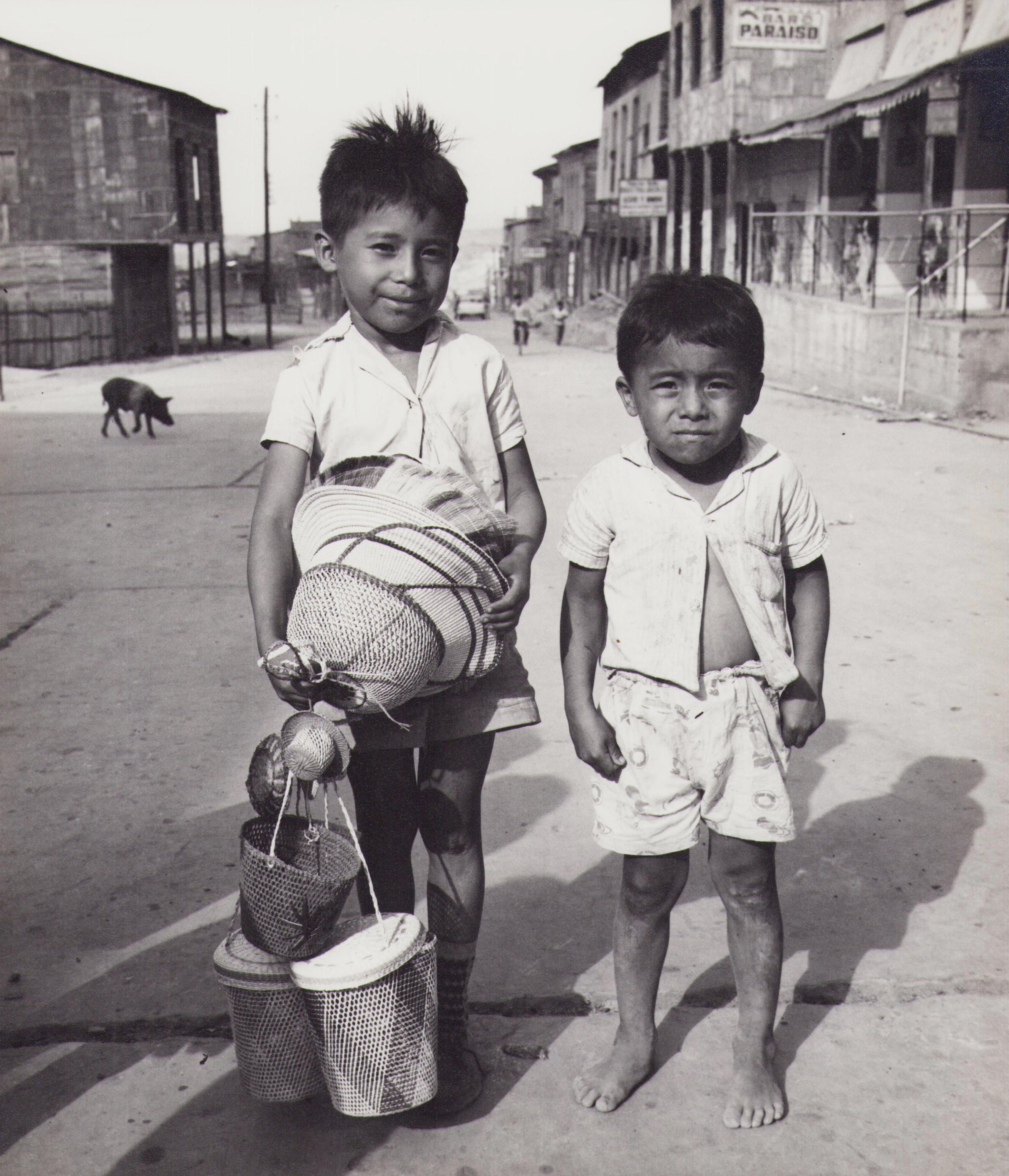 Hanna Seidel Portrait Photograph - Ecuador, Boys, Montecristi, Black and White Photography, 1960s, 16, 2 x 23 cm