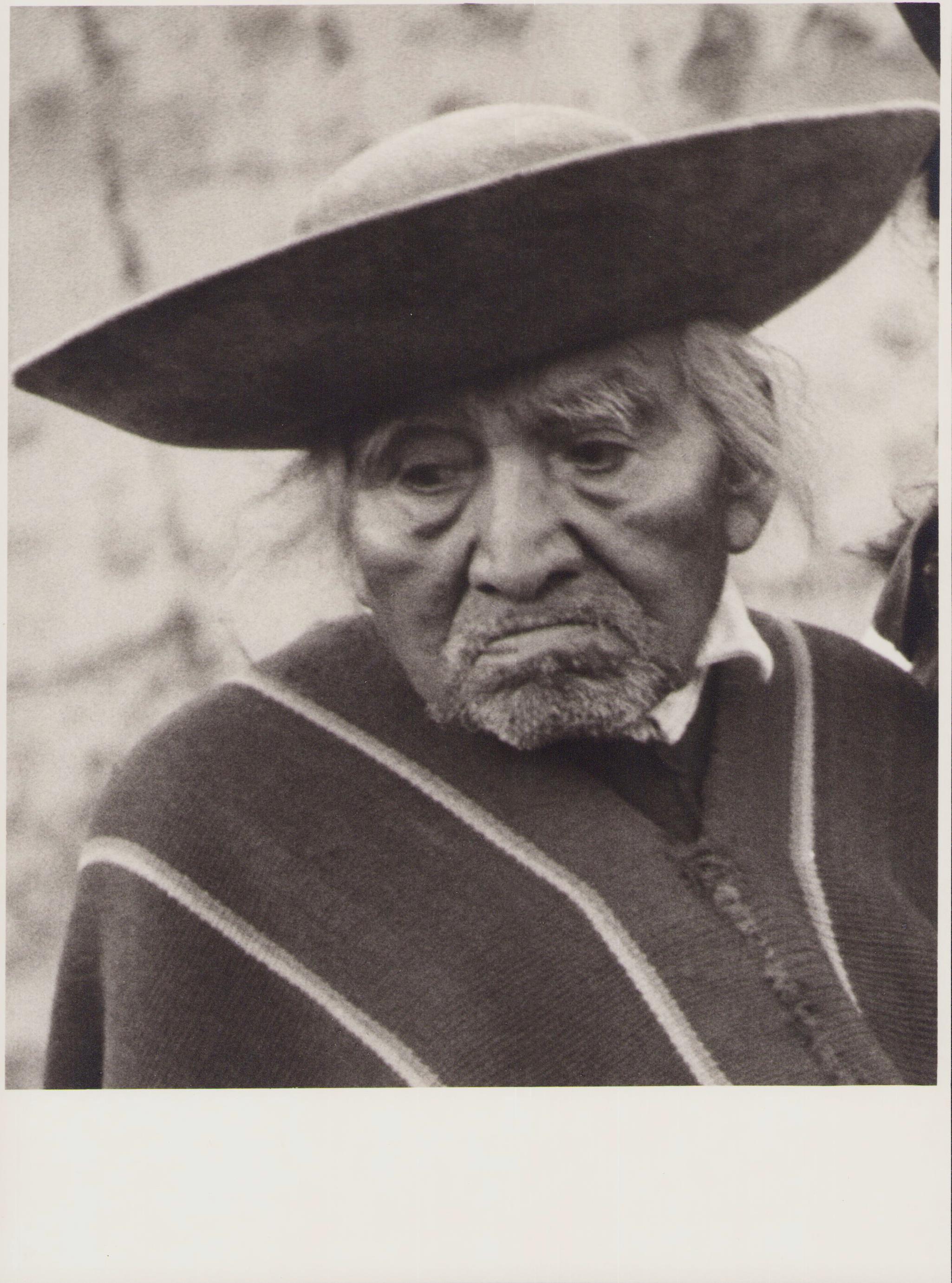 Hanna Seidel Portrait Photograph - Ecuador, Man, Indigenous, Black and White Photography, 1960s, 23, 5 x 17, 5 cm