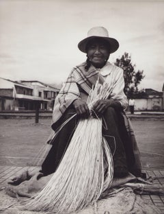 Vintage Ecuador, Seller, Woman, Black and White Photography, 1960s, 29, 8 x 23, 2 cm