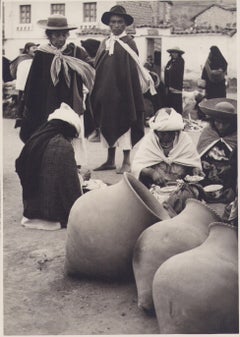 Ecuador, Venditori, Mercato, Fotografia in bianco e nero, 1960, 23, 3 x 16, 6 cm