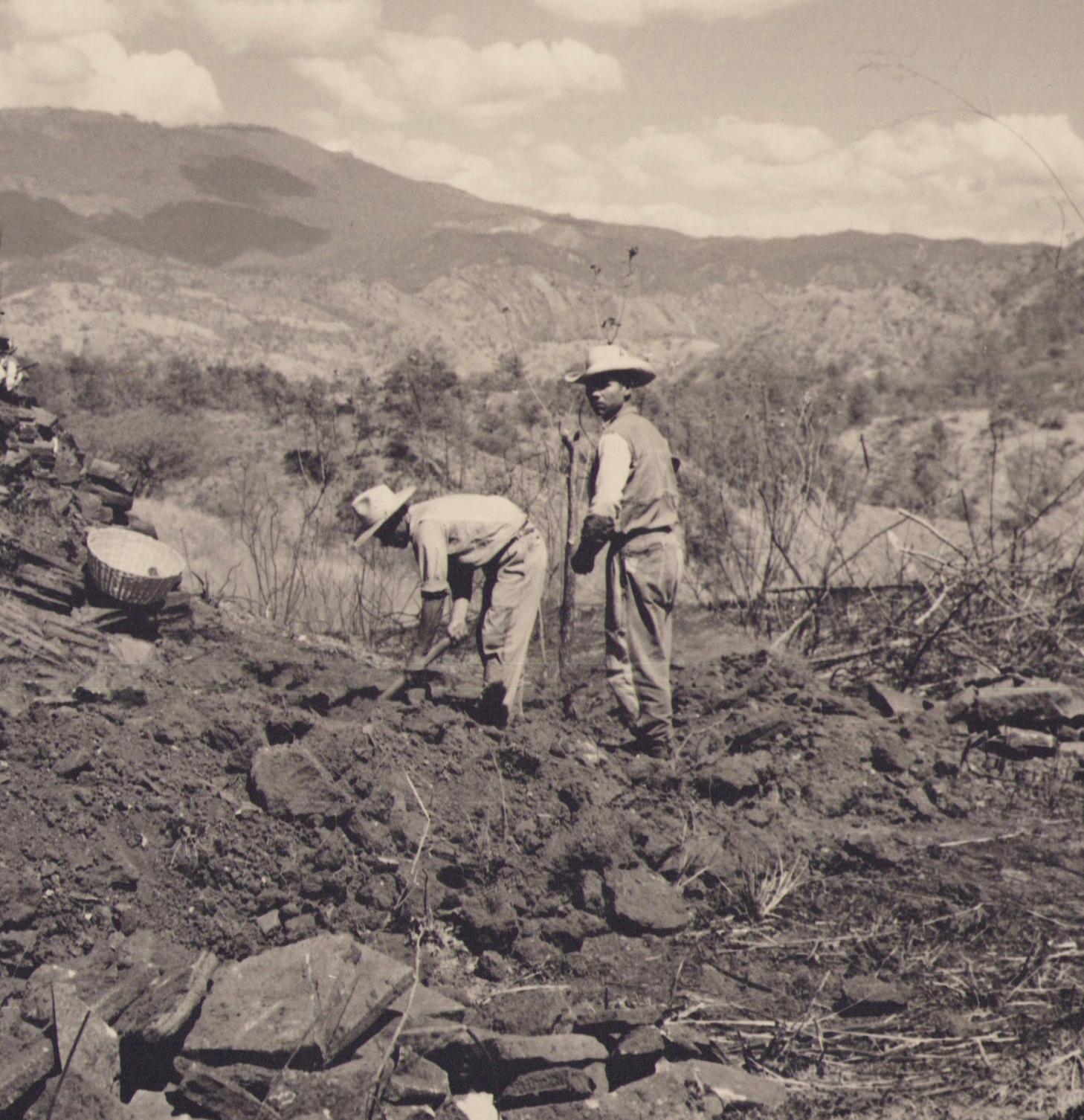 Guatemala, Landwirt, Schwarz-Weiß-Fotografie, ca. 1960er Jahre, 24, 2 x 24 cm – Photograph von Hanna Seidel