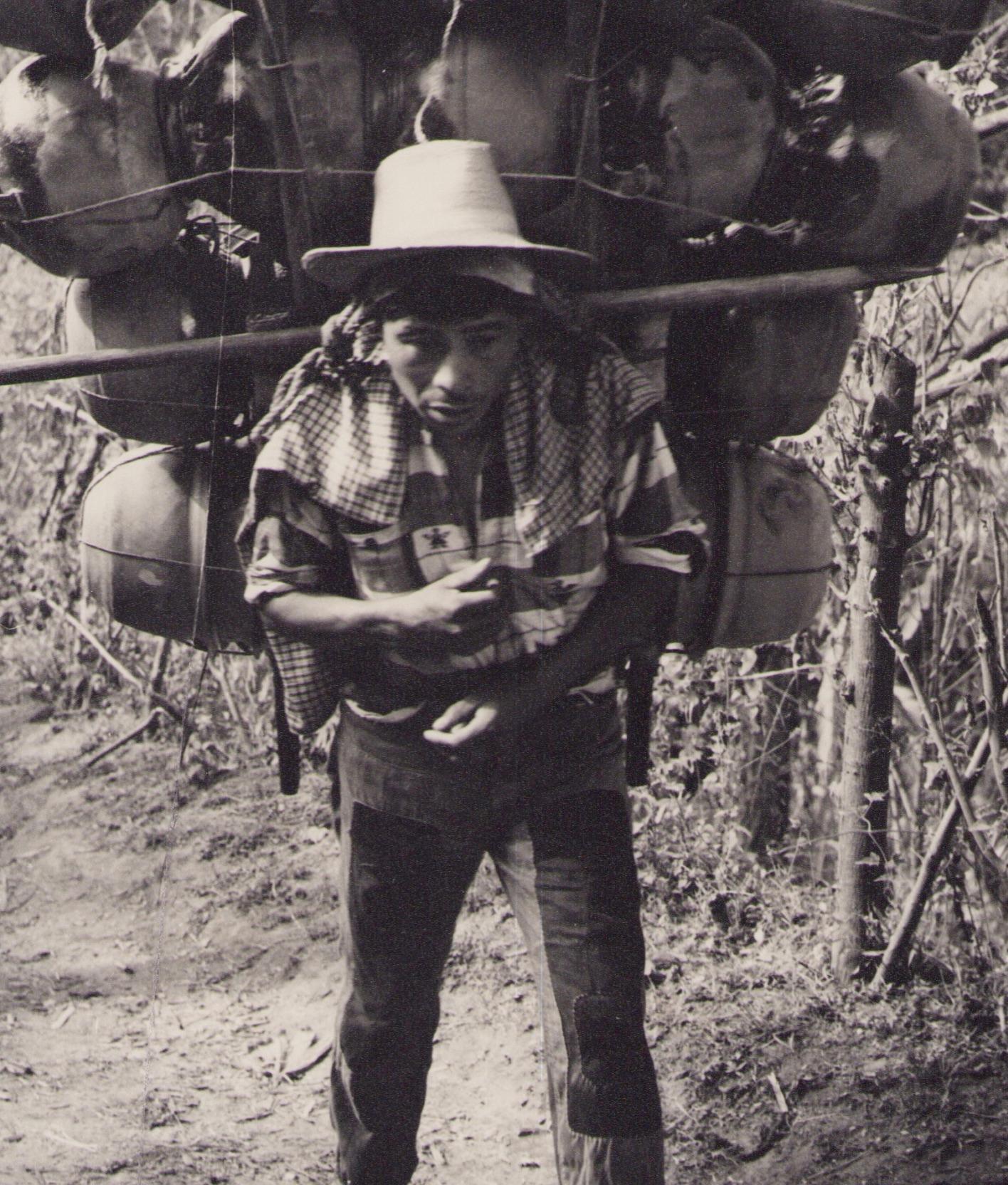 Guatemala, Man, Black and White Photography, 1960s, 23 x 17, 1 cm - Gray Portrait Photograph by Hanna Seidel