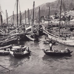 Vintage Hong Kong, Ships, Haven, Black and White Photography, 1960s, 24 x 24, 1 cm