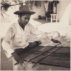 Vintage Mexico, Man, Handcraft, Black and White Photography, 1960s, 24, 2 x 24 cm