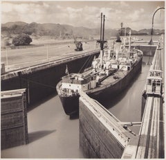 Canal de Panamá, Barco, Fotografía en blanco y negro, Años 60, 24 x 25, 7 cm