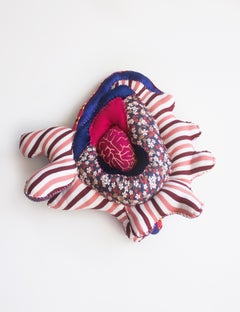 Soft Spot, textile, patterned, pink, red, blue, organic, soft sculpture