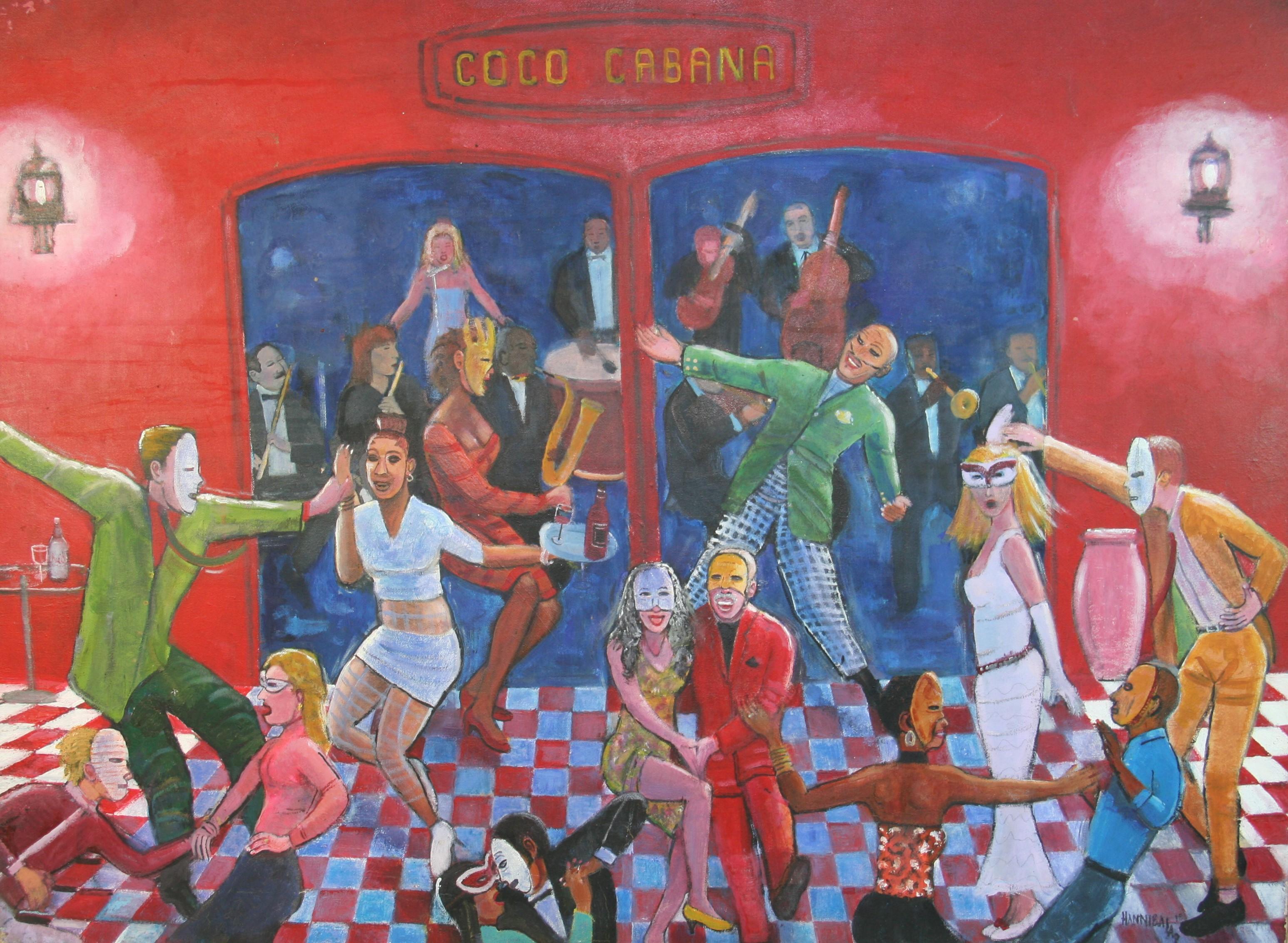 Wilde Tanzparty  bei The Coco Cabana Überdimensionale Ölgemälde – Painting von Hannable