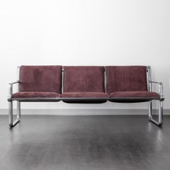 Hannah and Morrison Aluminum Sofa for Knoll, Three-Seat Sling Couch, 1970s