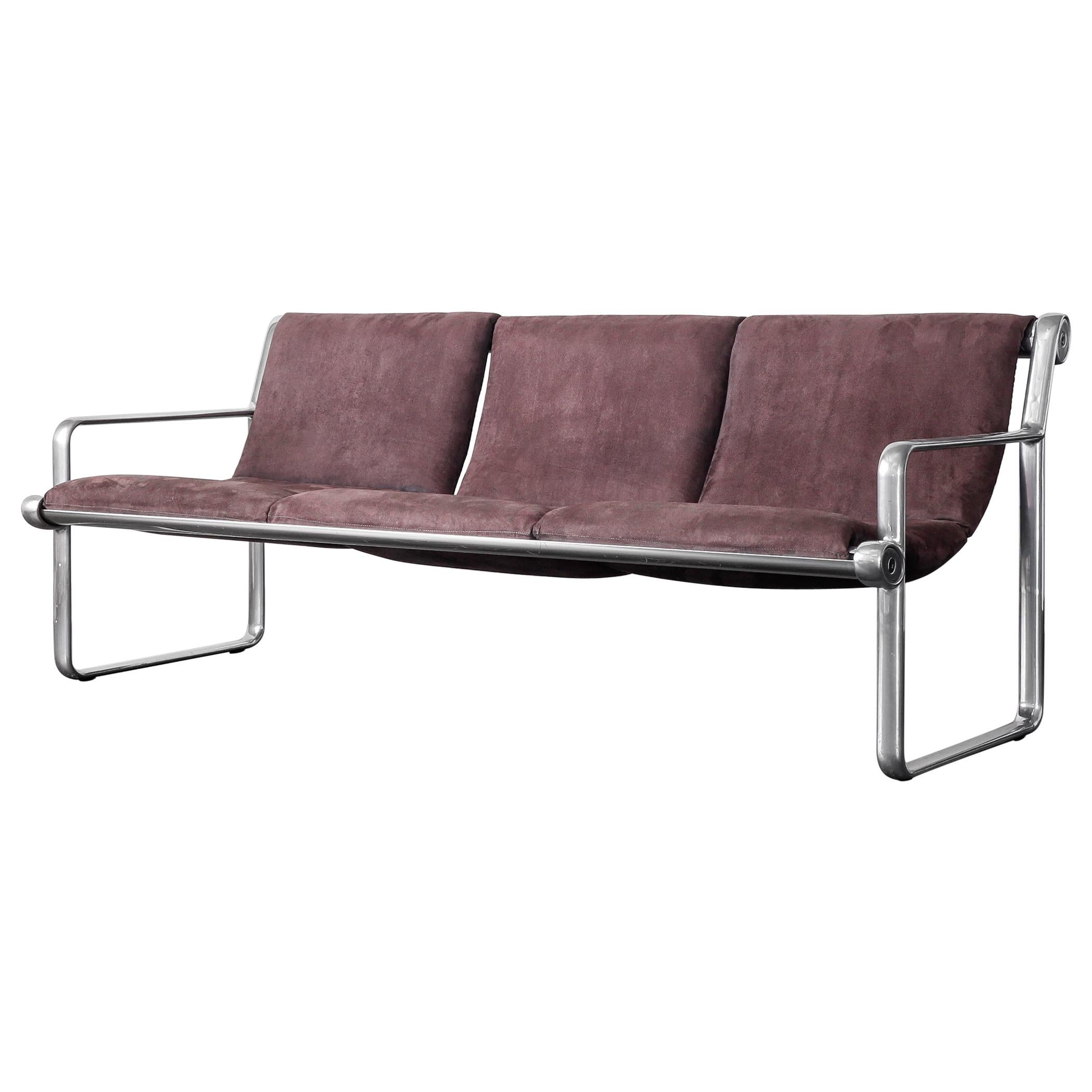 Hannah and Morrison Aluminum Sofa for Knoll, Three-Seat Sling Couch, 1970s For Sale