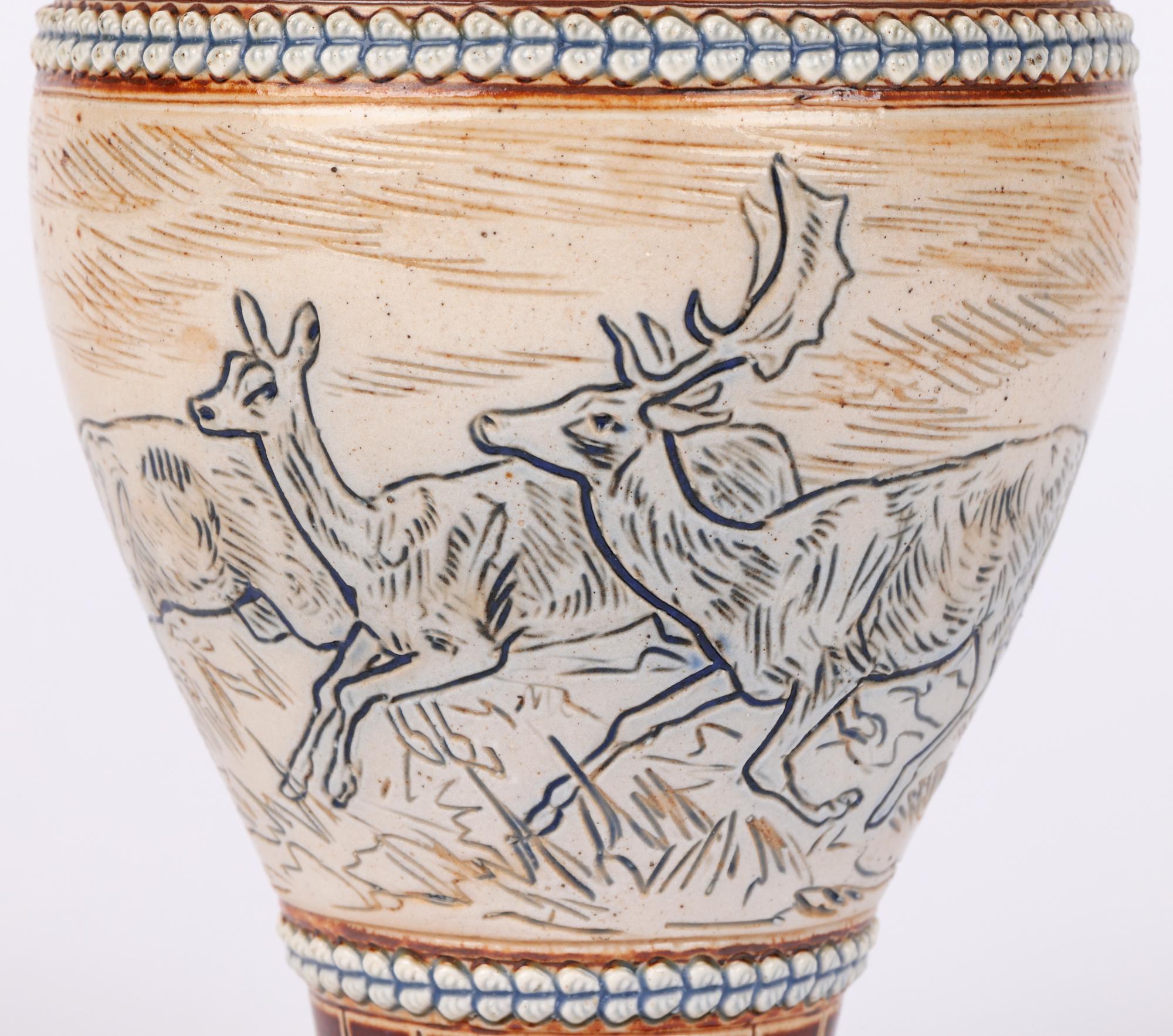 English Hannah Barlow Doulton Lambeth Ewer with Stag & Deer