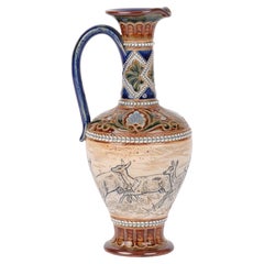 Hannah Barlow Doulton Lambeth Ewer with Stag & Deer