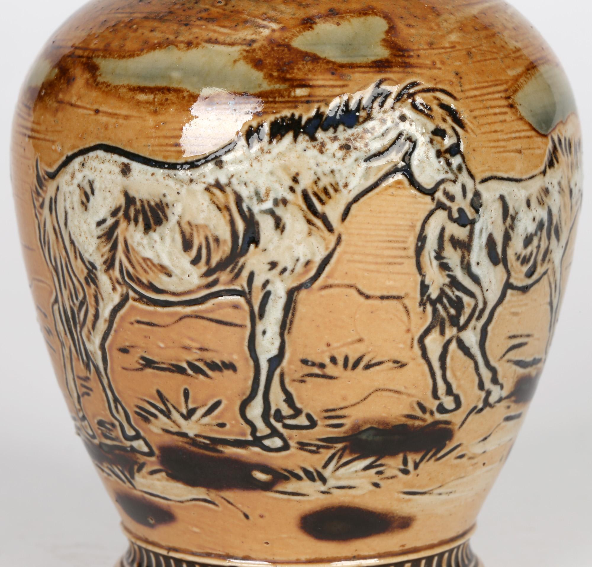 Hannah Barlow For Doulton Lambeth Art Pottery Jug With Horses 2