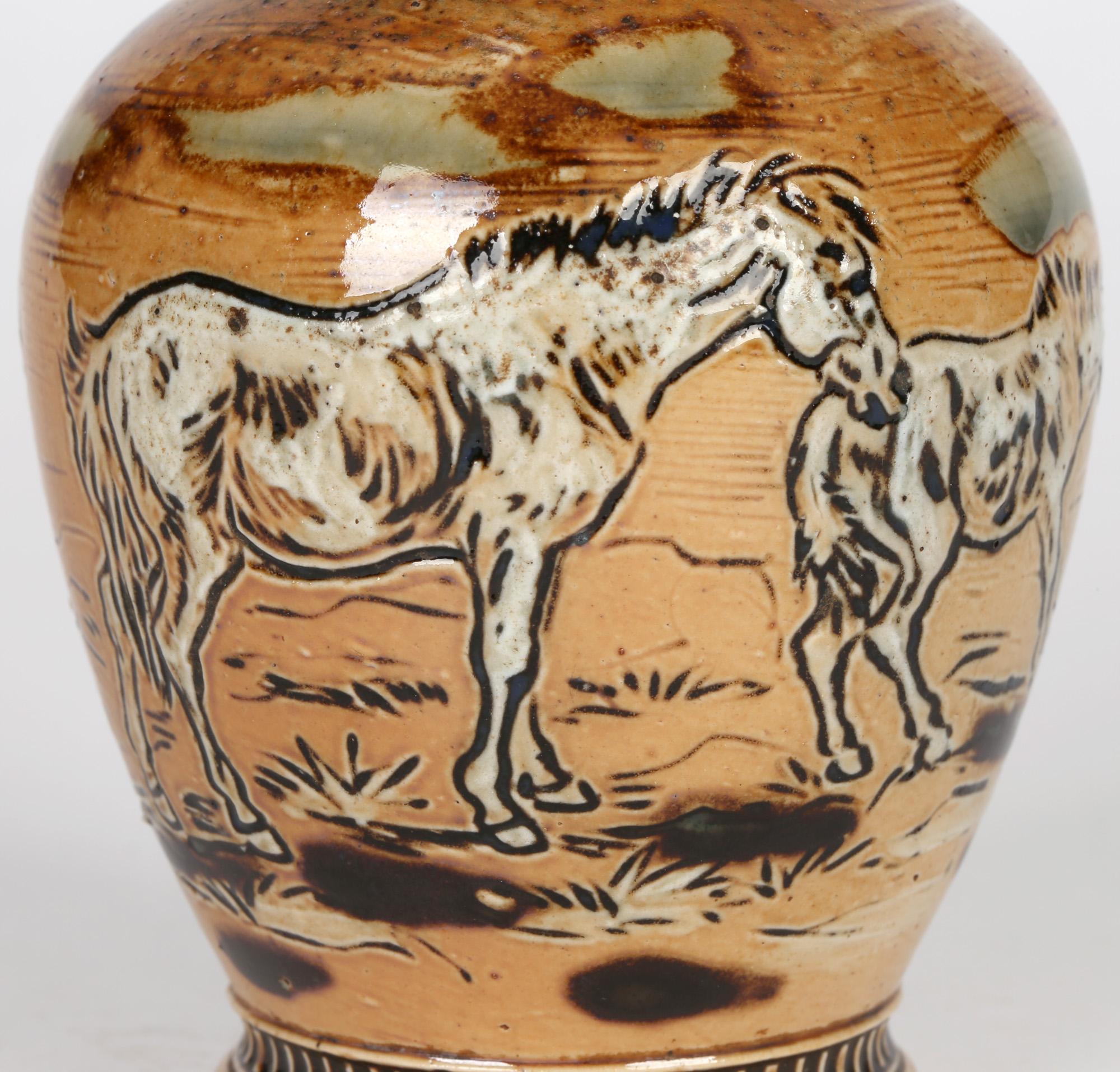 Hannah Barlow For Doulton Lambeth Art Pottery Jug With Horses  2