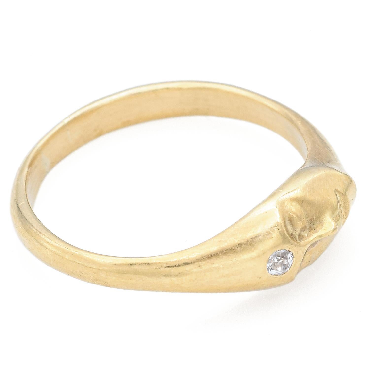 Hannah Blount Little Gold Grey Lady Diamond Yellow Gold Ring Size 8 In Good Condition In New York, NY
