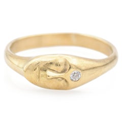Hannah Blount Little Gold Grey Lady Diamond Yellow Gold Ring Size 8
