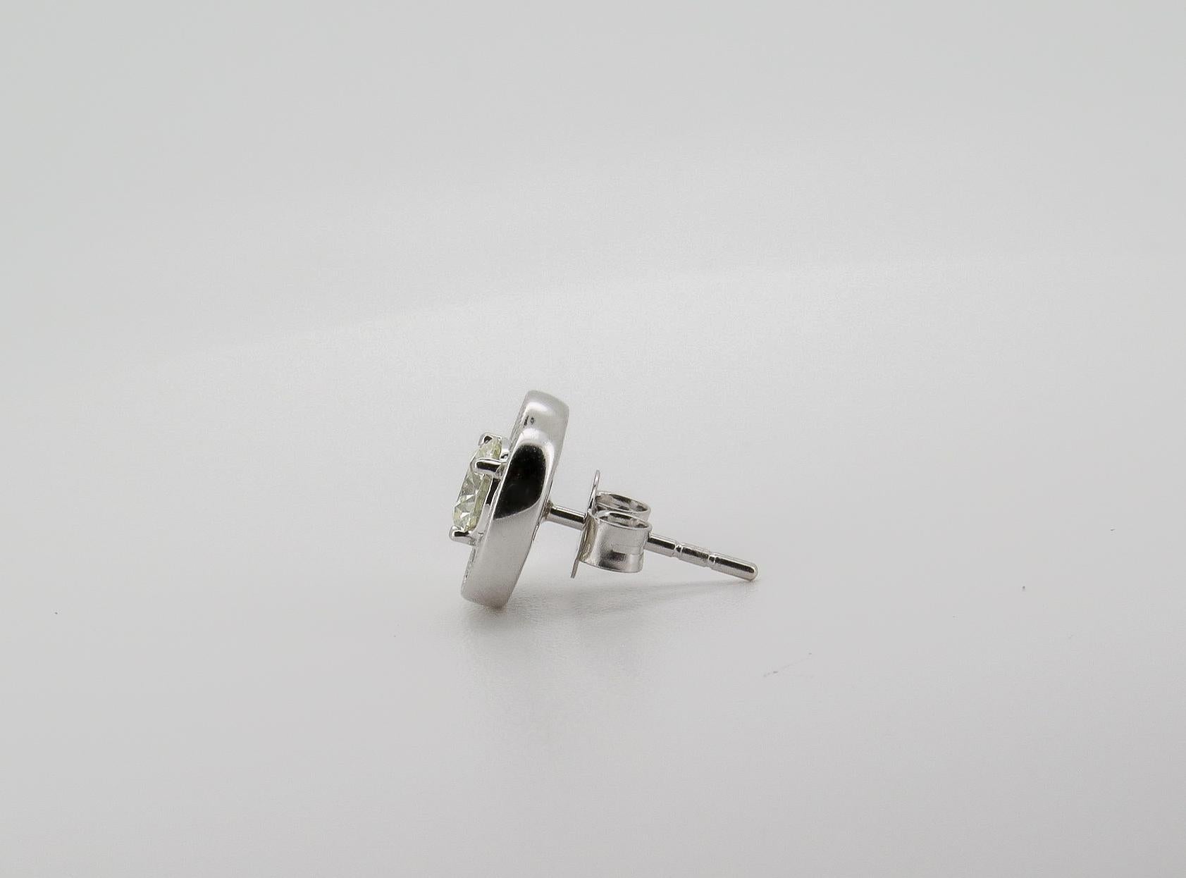 Contemporain Boucles d'oreilles Hannah, boucles d'oreilles en or blanc 14K, diamants ronds et effilés en vente