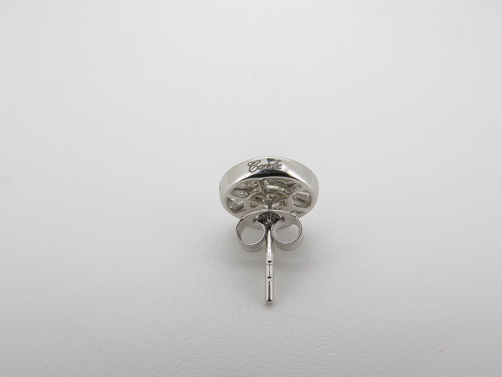Taille ronde Boucles d'oreilles Hannah, boucles d'oreilles en or blanc 14K, diamants ronds et effilés en vente