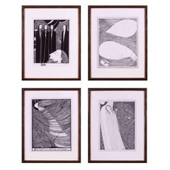 Conjunto de 4 litografías art nouveau de la artista escocesa Hannah Frank