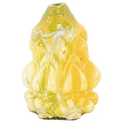 Hannah Hansdotter “Stucco Print” Bright Yellow/Green Hand Blown Glass Vase, 2020