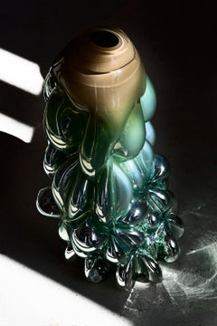 Hannah Hansdotter “Tiffany Print”, Pale Green/ Silver Hand Blown Glass Vase 2020