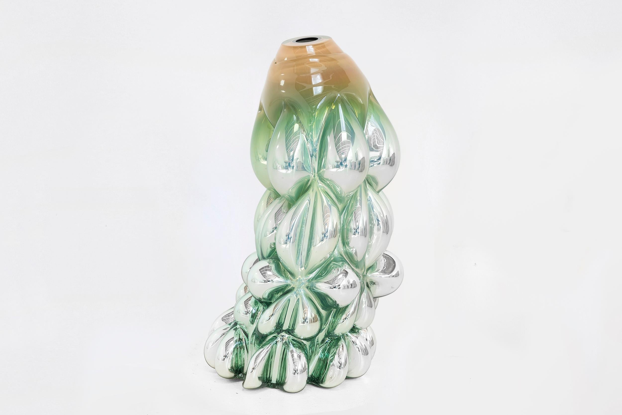 Hannah Hansdotter “Tiffany Print”, Pale Green/ Silver Hand Blown Glass Vase 2020 In New Condition In Barcelona, ES