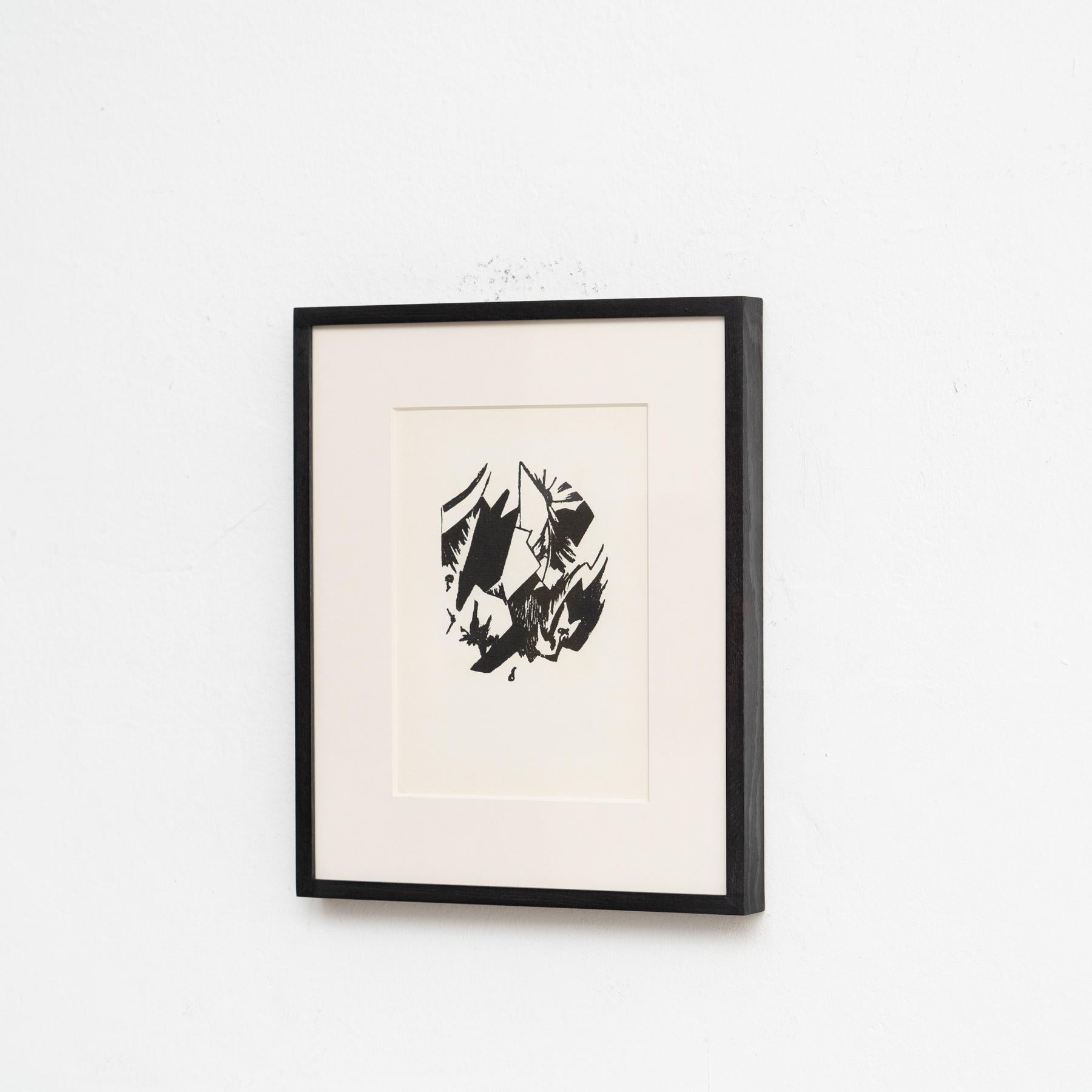 Hannah Höch Schwarzer und weißer abstrakter Linolschnitt, gerahmt, 1915 - Limitierte Auflage (Moderne der Mitte des Jahrhunderts) im Angebot