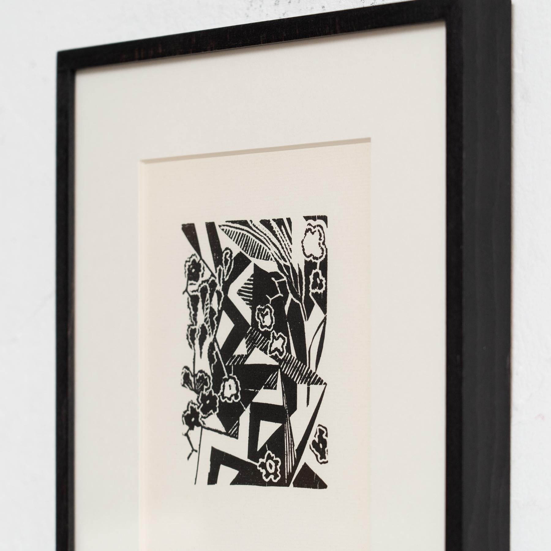 Hannah Höch Schwarzer und weißer abstrakter Linolschnitt, gerahmt, 1915 - Limitierte Auflage im Zustand „Gut“ im Angebot in Barcelona, Barcelona