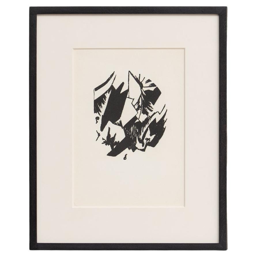 Hannah Höch Black and White Abstract Linocut, Framed, 1915 - Limited Edition