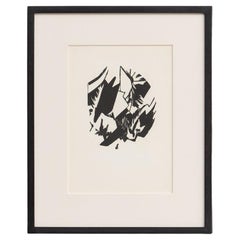 Hannah Höch Black and White Abstract Linocut, Framed, 1915 - Limited Edition