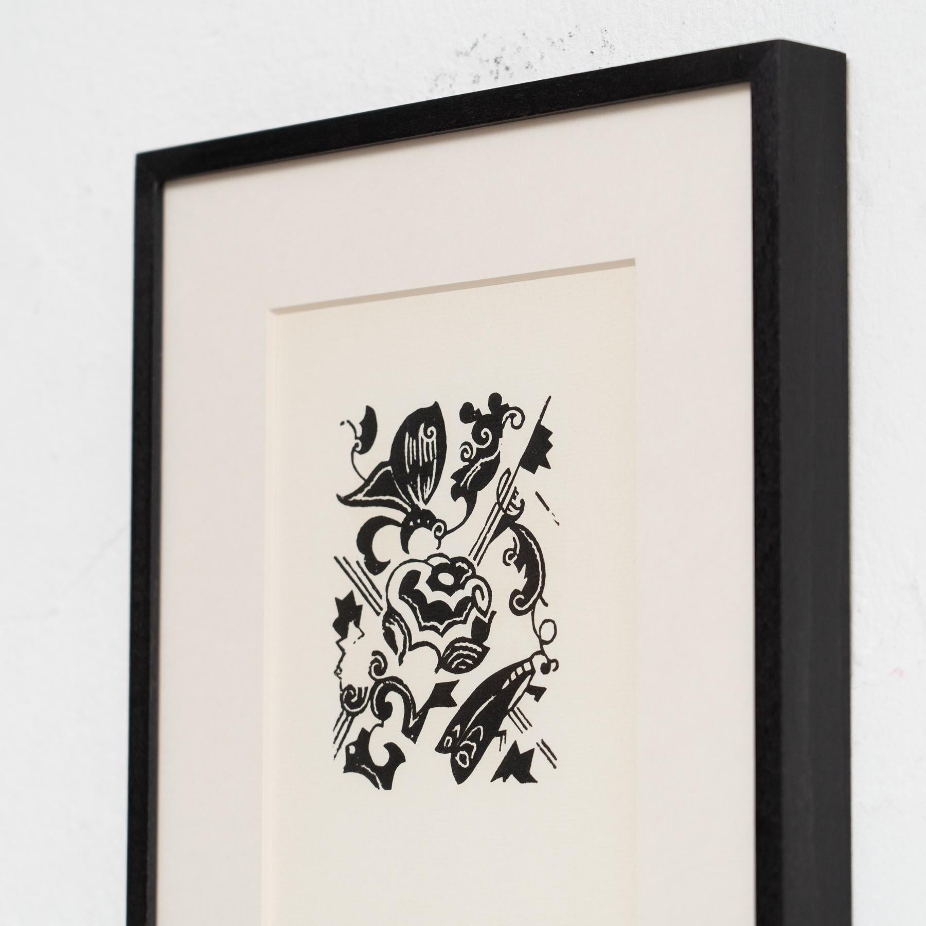 Tedesco Hannah Höch Edizione limitata in bianco e nero Astratto  Linoleografia incorniciata in vendita