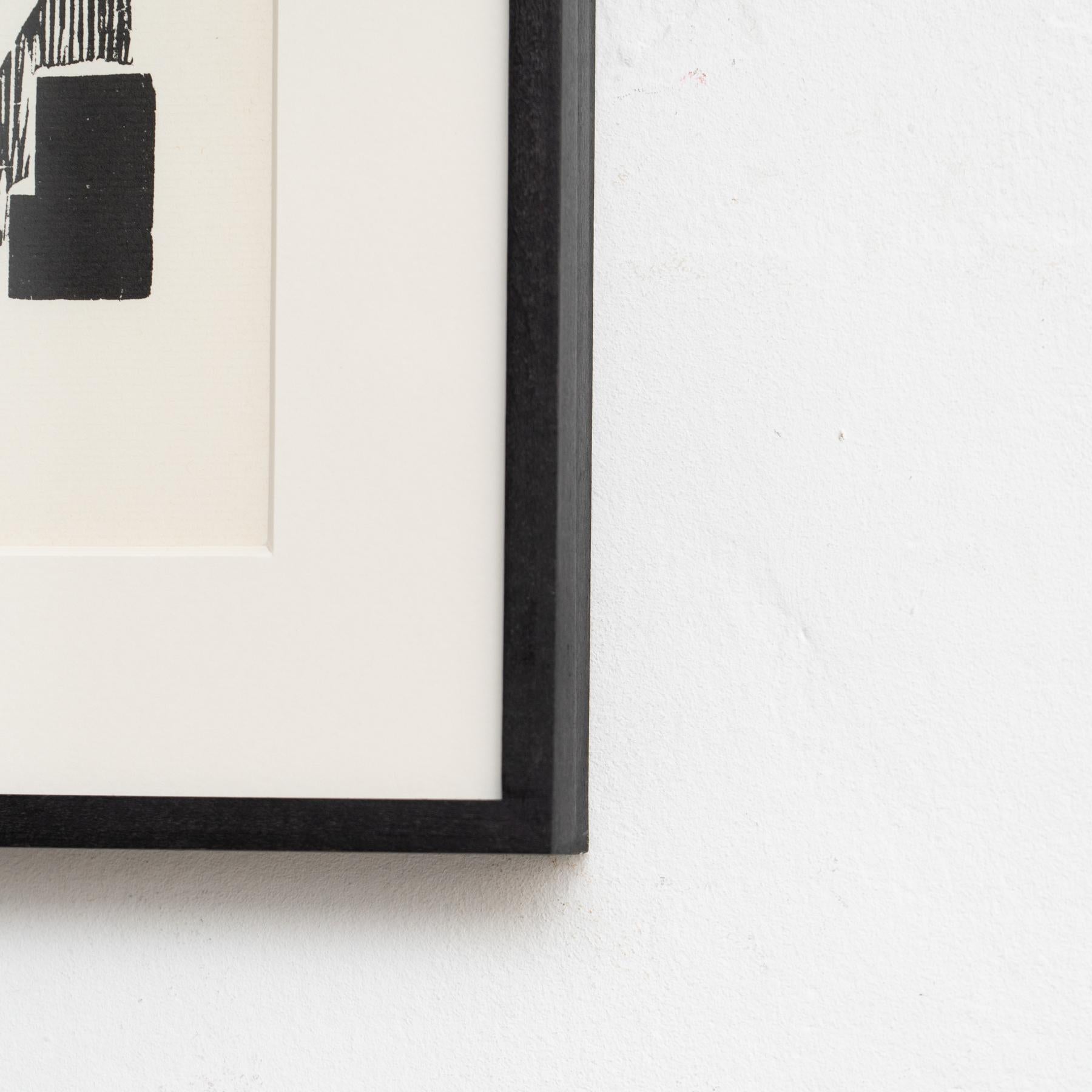 Hannah Höch Edizione limitata in bianco e nero Astratto  Linoleografia incorniciata In condizioni buone in vendita a Barcelona, Barcelona
