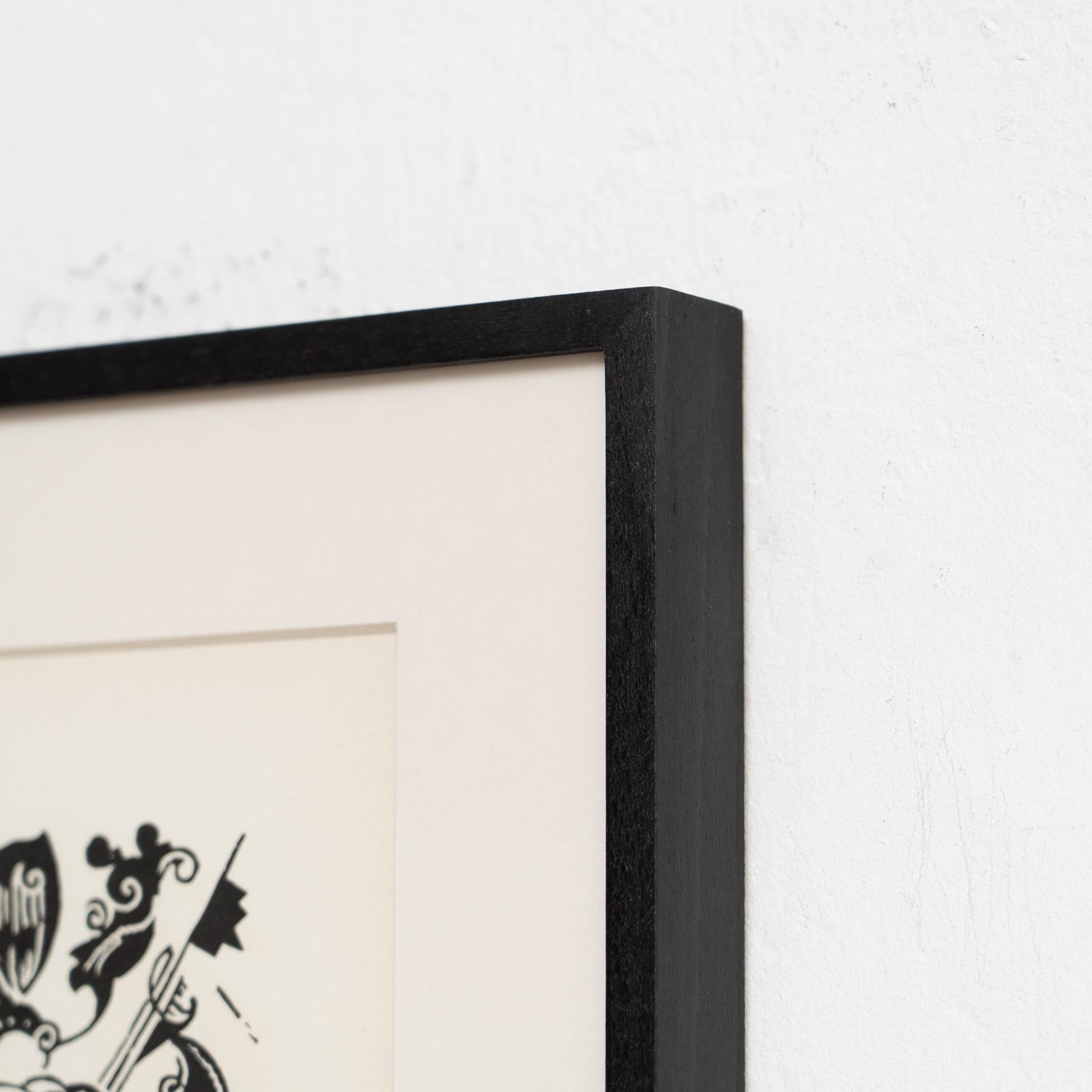 Metà XX secolo Hannah Höch Edizione limitata in bianco e nero Astratto  Linoleografia incorniciata in vendita
