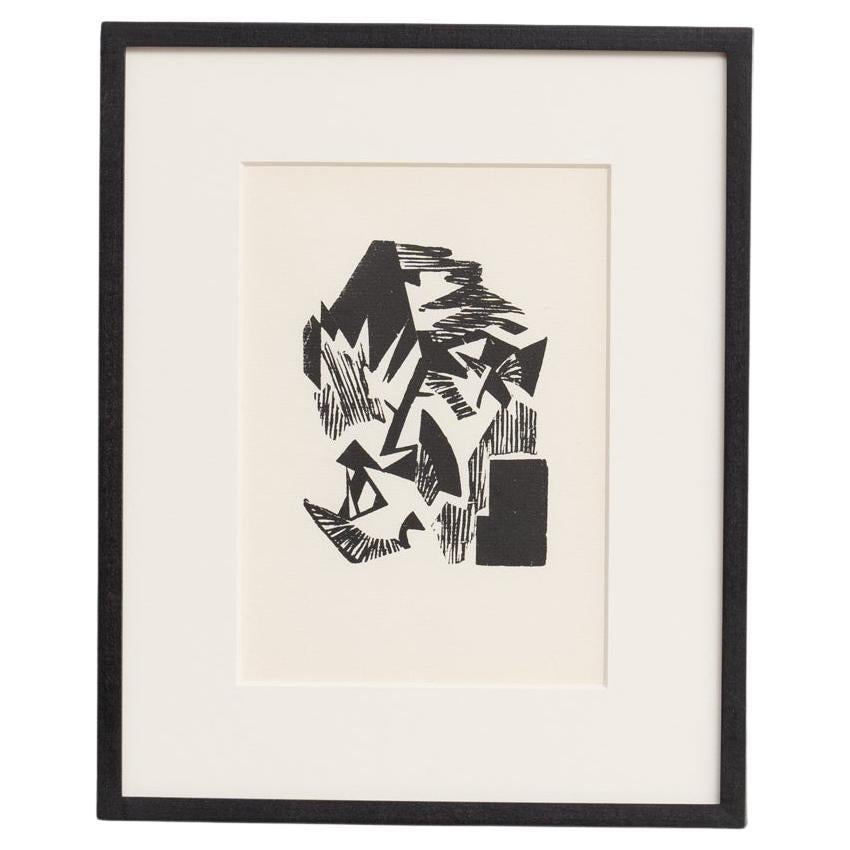 Hannah Höch Black and White Limited Edition Abstract  Framed Linocut