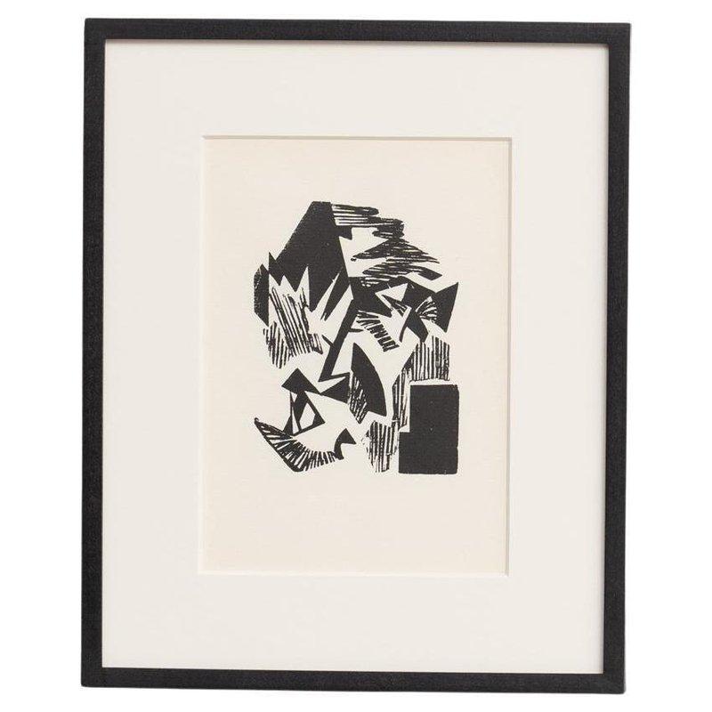 Hannah Höch Black and White Limited Edition Abstract Framed Linocut Own a piece of Dada history with this stunning black and white abstract linocut by Hannah Höch, originally created in 1915. 

This exceptional artwork, part of the renowned