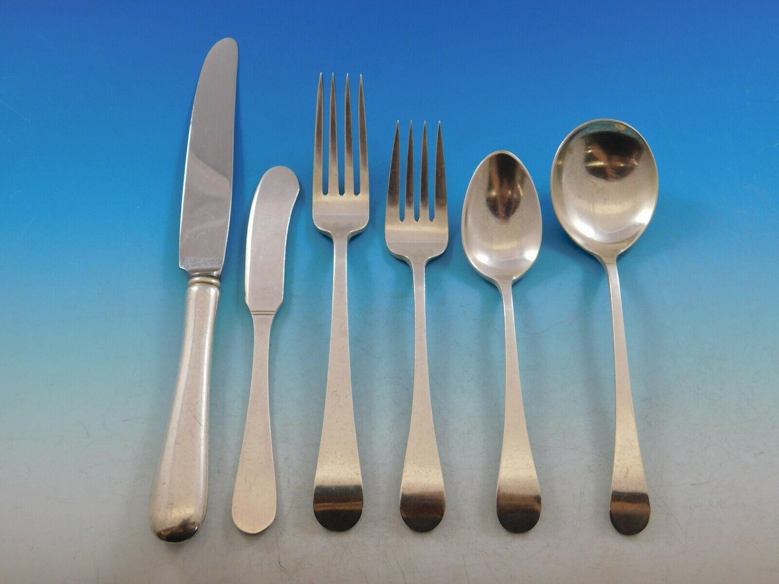 Desirable Hannah Hull by Tuttle sterling silver flatware set, 76 pieces. This set includes:

12 knives, 8 3/4