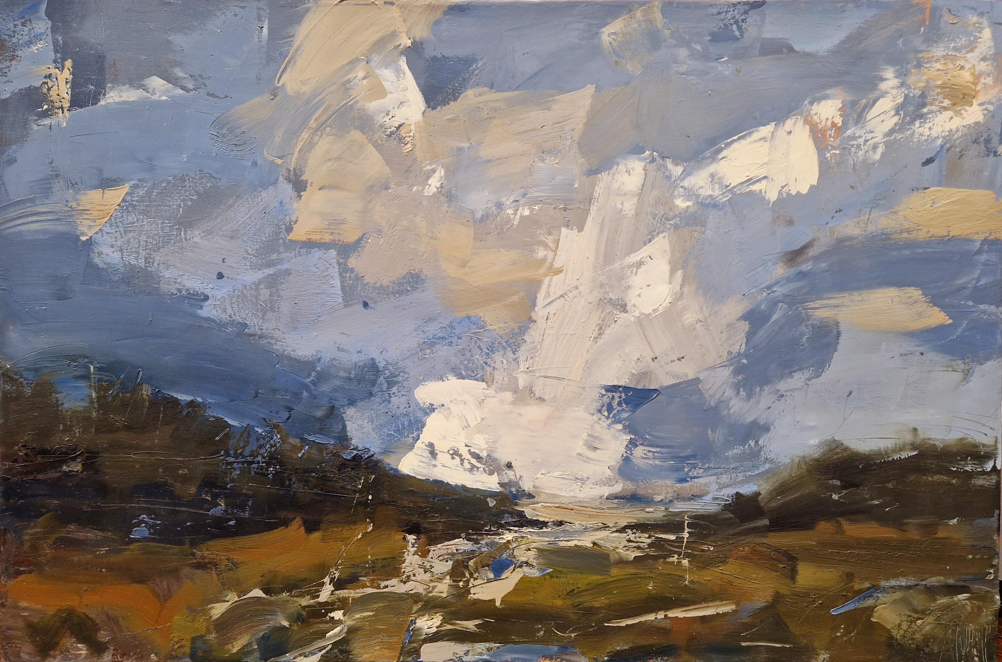 Hannah Ivory Baker Landscape Painting - Low Cloud, Cornwall