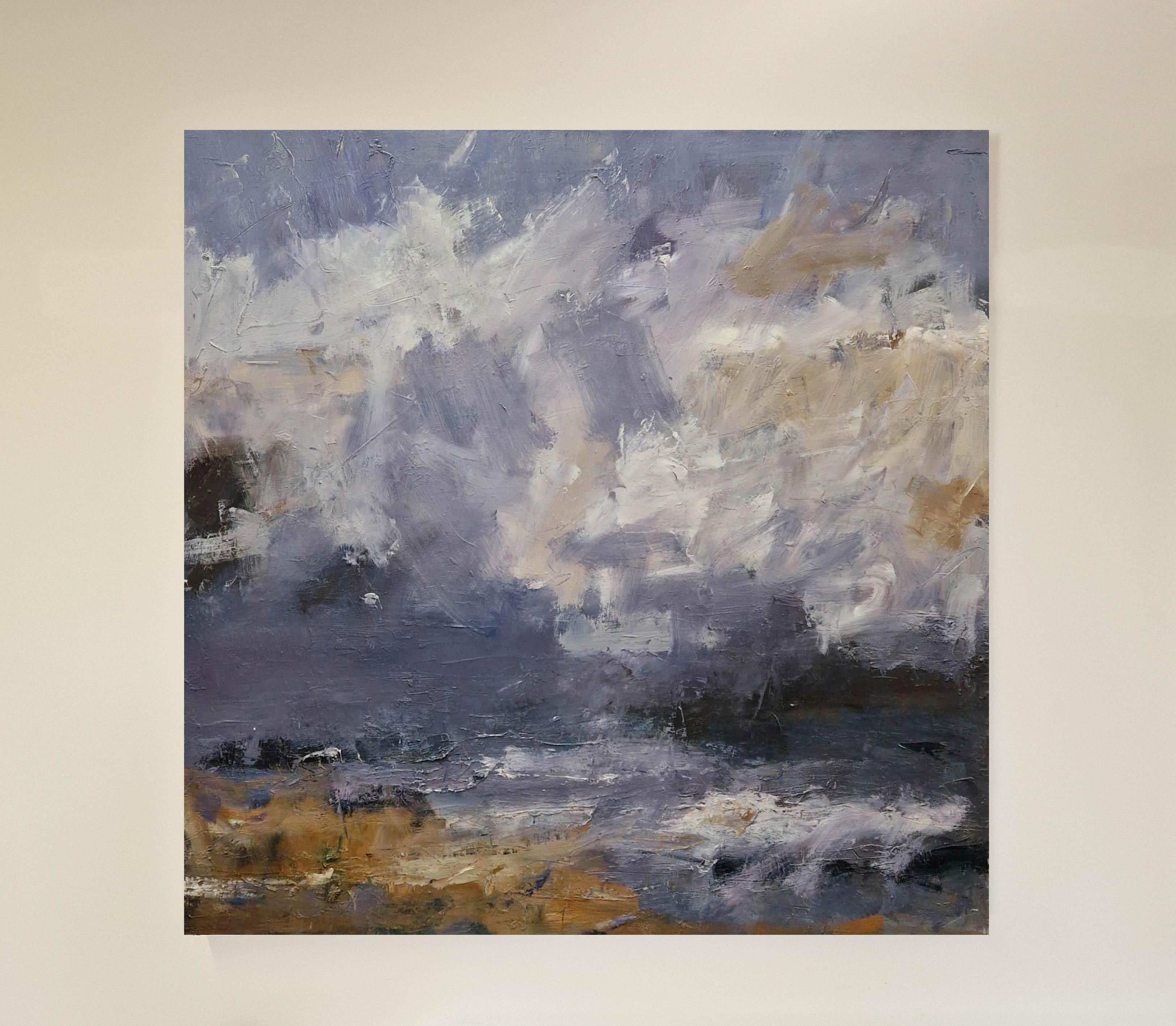 Pale Clouds, Waves Breaking - Contemporary Painting by Hannah Ivory Baker