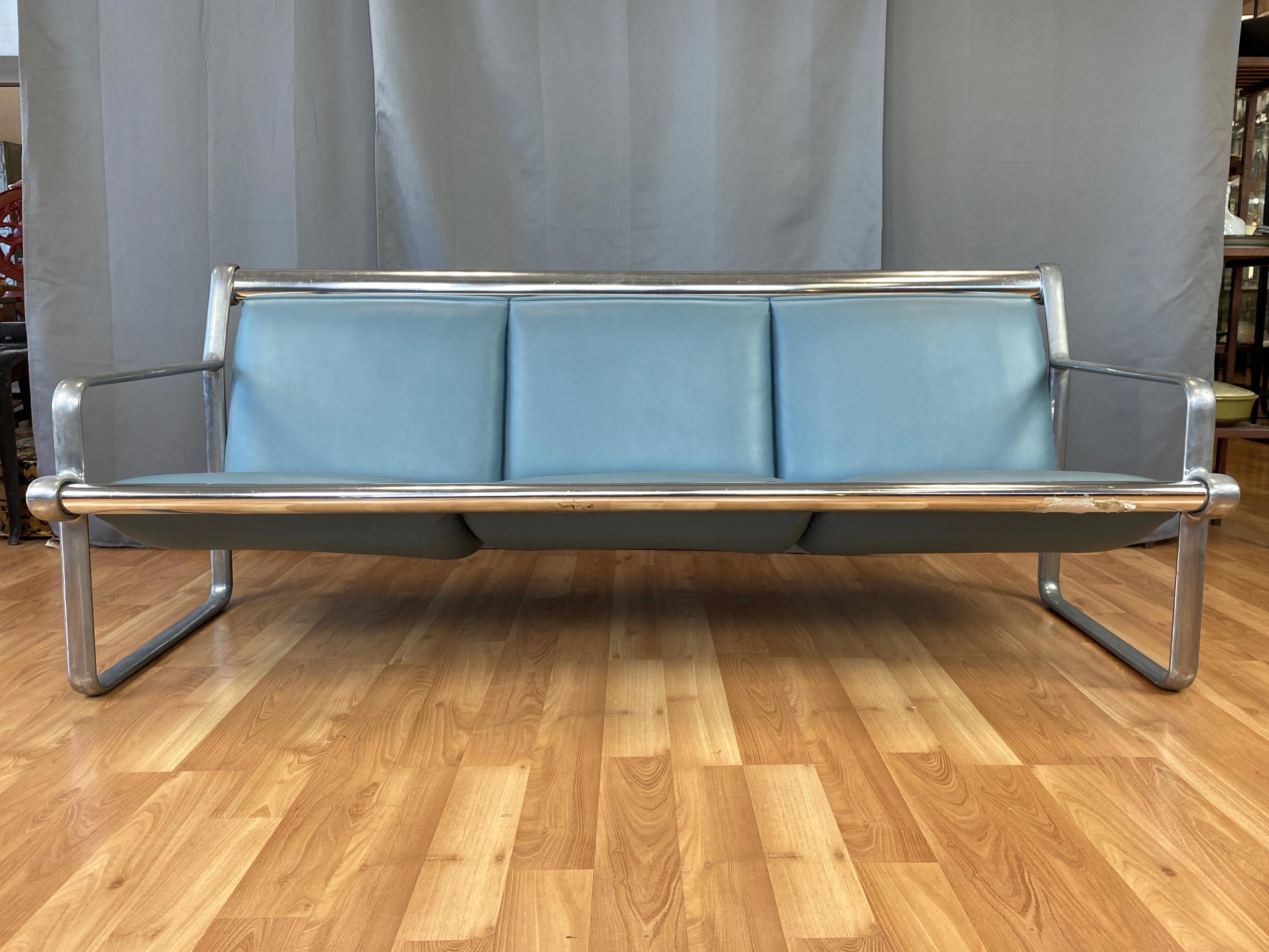Mid-Century Modern Hannah & Morrison for Knoll Aluminum Three-Seat Sling Sofa 'A', 1971
