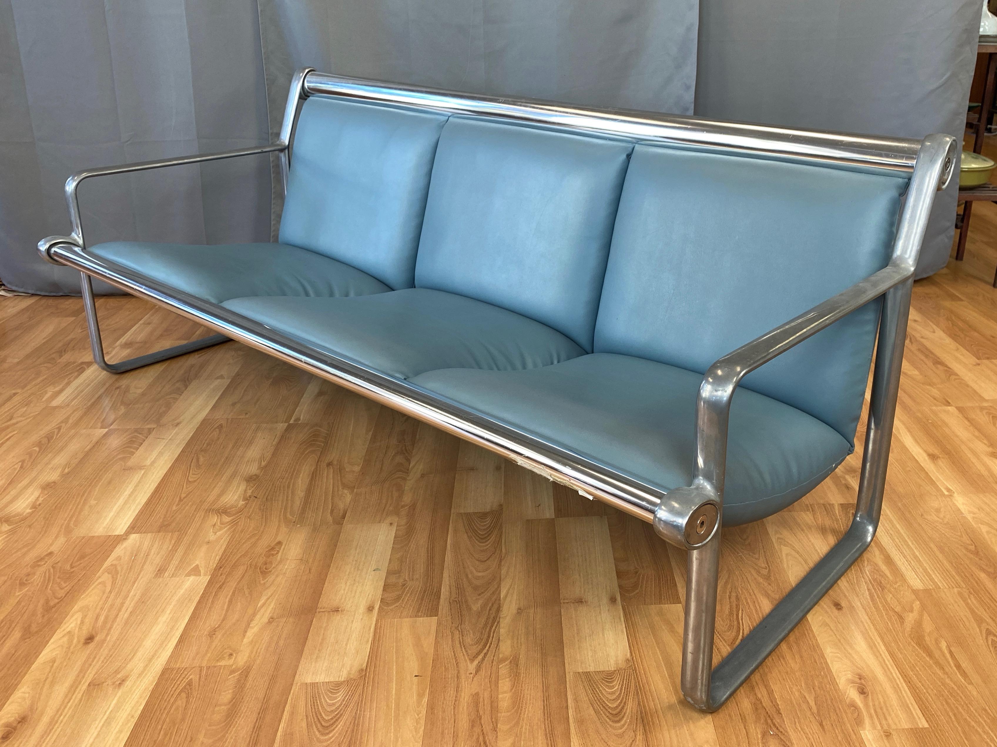 American Hannah & Morrison for Knoll Aluminum Three-Seat Sling Sofa 'A', 1971