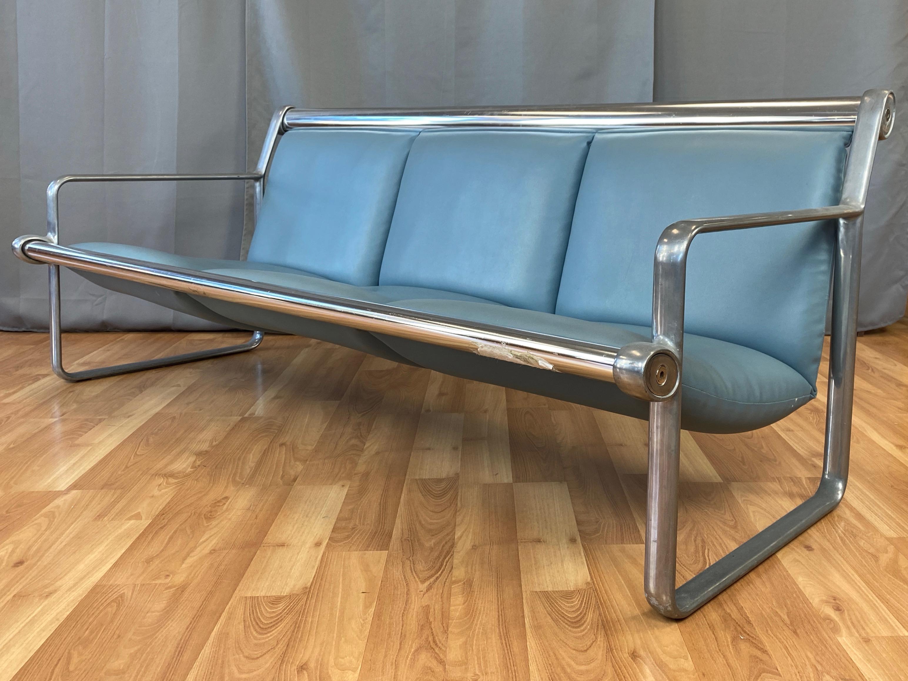 Cast Hannah & Morrison for Knoll Aluminum Three-Seat Sling Sofa 'A', 1971