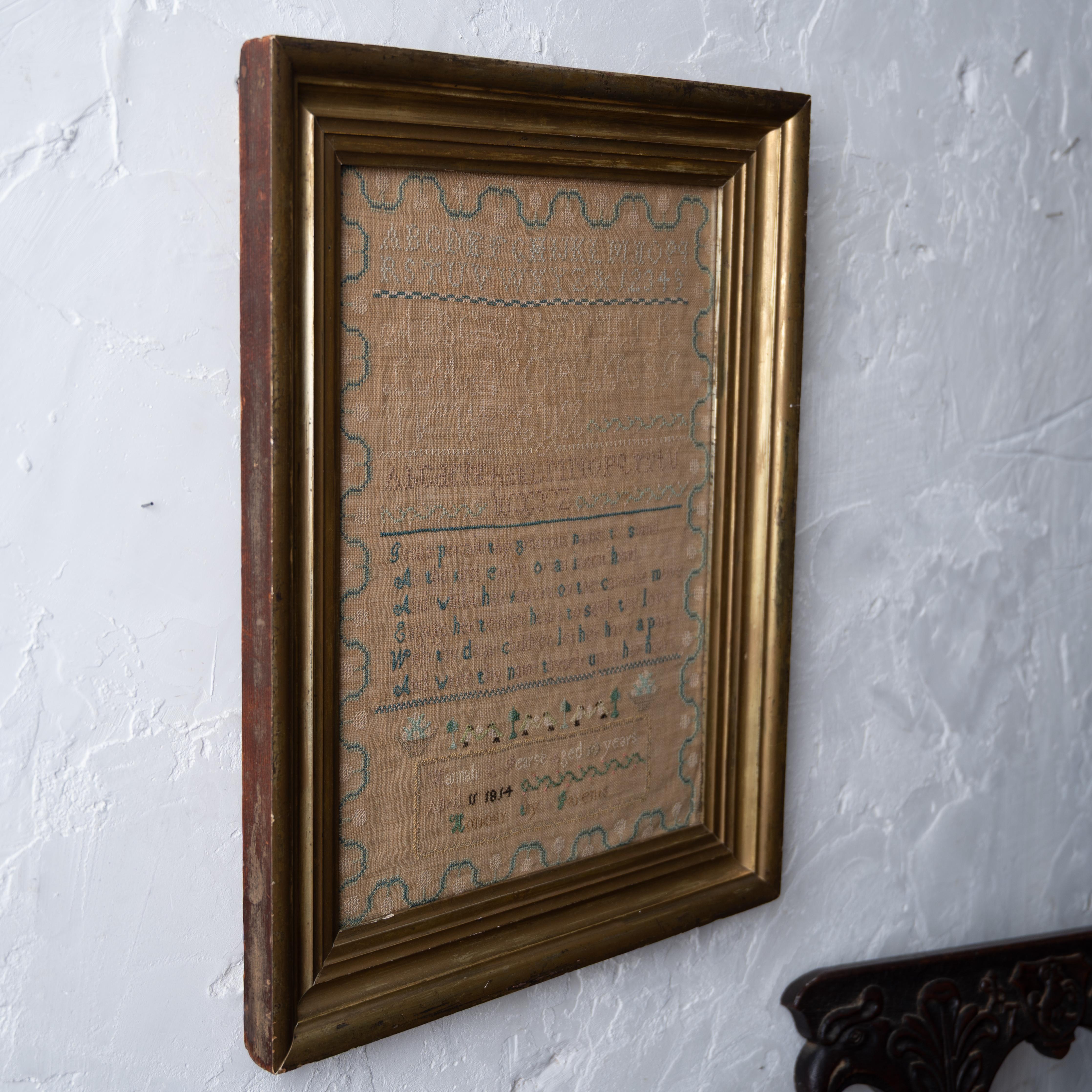 Hannah Pearse New Hampshire Stickmustertuch, 1814 im Angebot 4