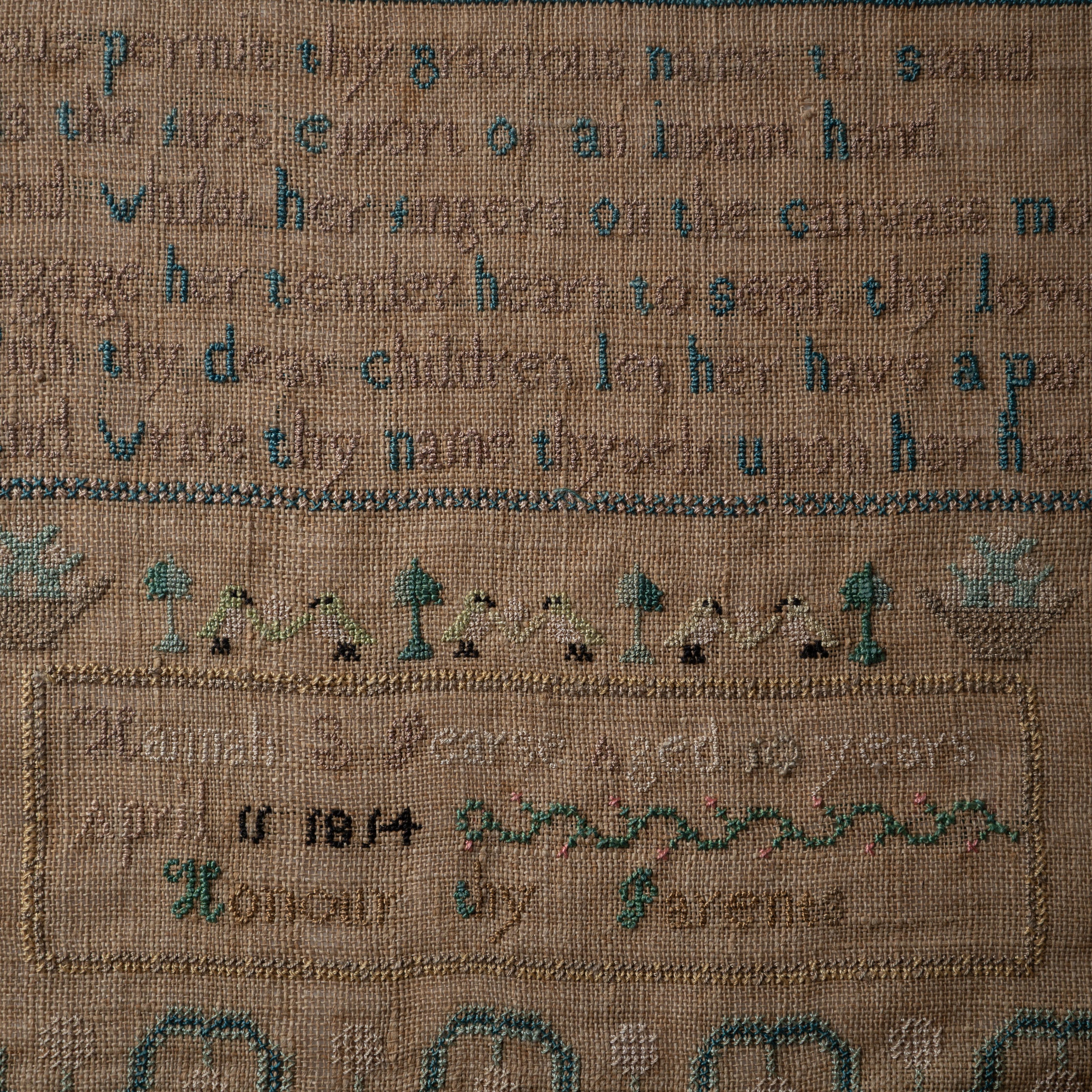 Hannah Pearse New Hampshire Stickmustertuch, 1814 im Angebot 1