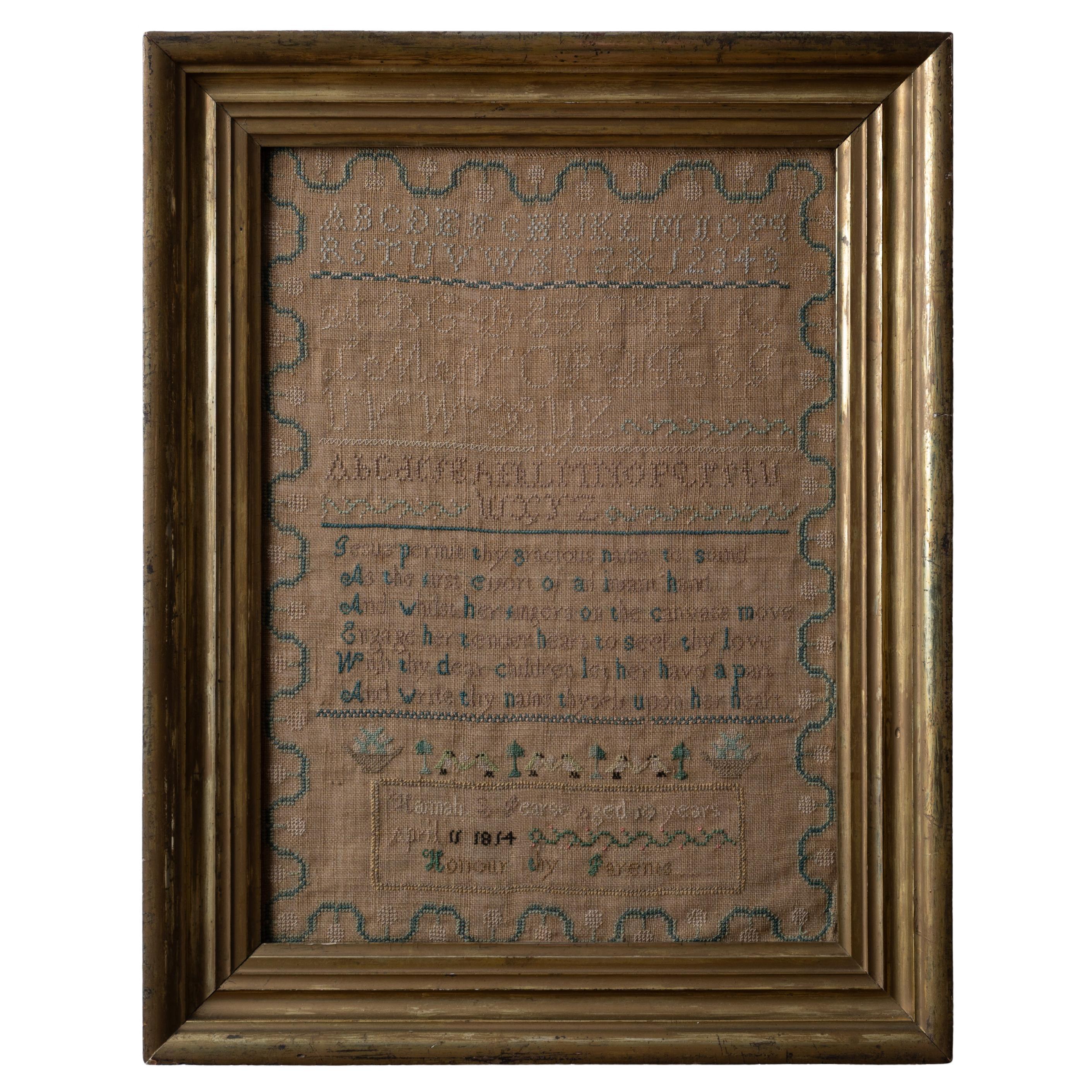 Hannah Pearse New Hampshire Stickmustertuch, 1814 im Angebot