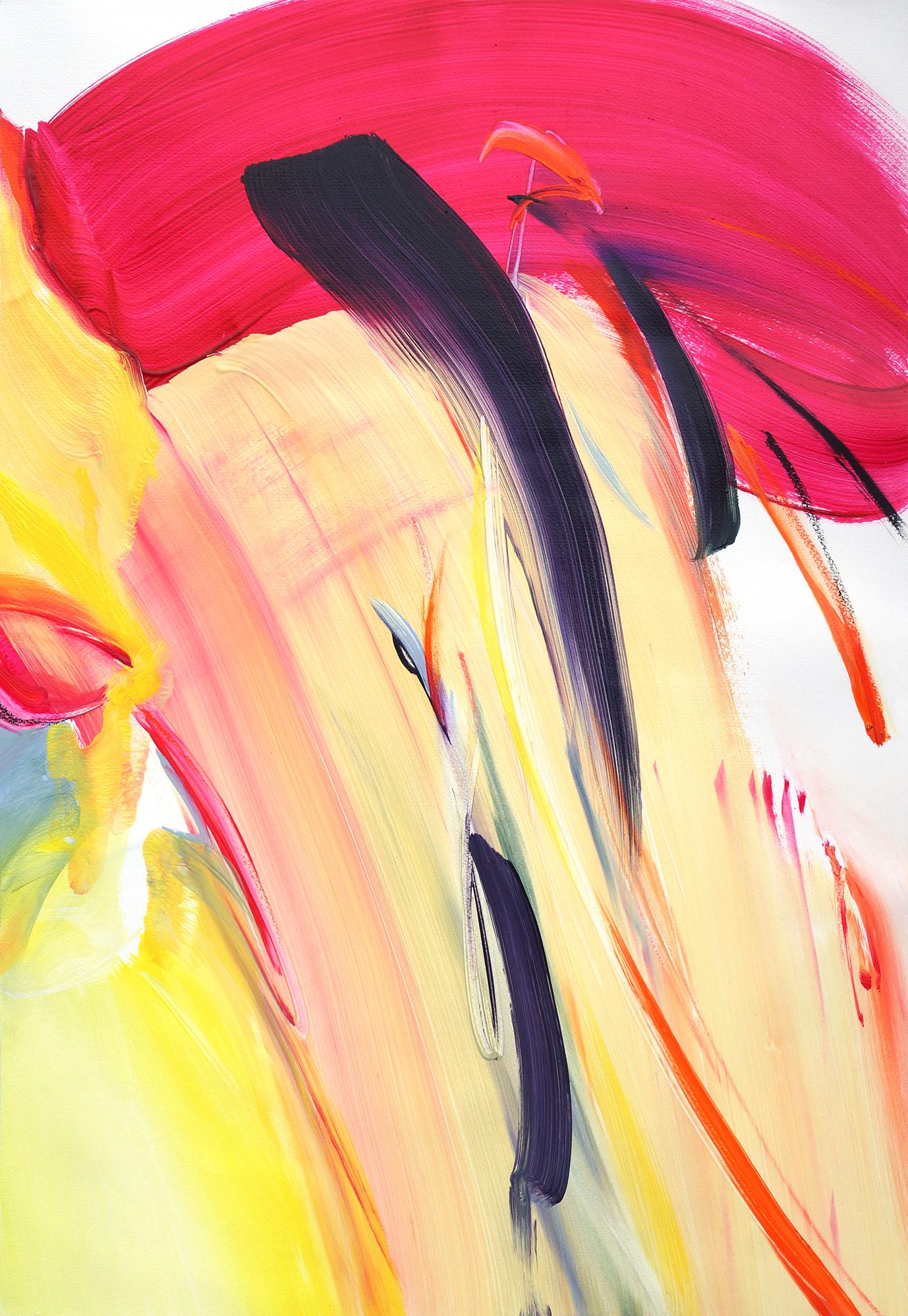 Hannah Shin  Abstract Drawing - Flow like a breeze #1, Oil on paper, 100 x 70cm, 2021